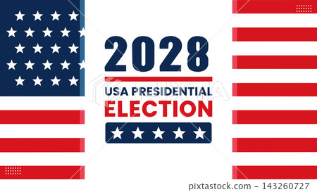 2028 USA Presidential Election Banner with American Flag Stars and Stripes 2028 USA Presidential Election Banner with American Flag Stars and Stripes 143260727