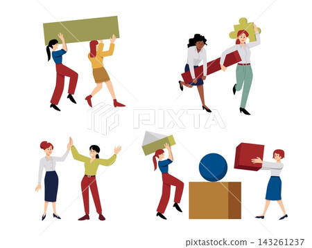 Teamwork teambuilding background with geometric blocks 143261237