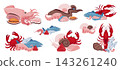 Seafood background vector illustration for marine cuisine market 143261240