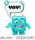 Glossy 3D monster character speech bubble yay vector element 143261242