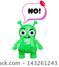 Glossy 3D alien no speech bubble cartoon vector element 143261243
