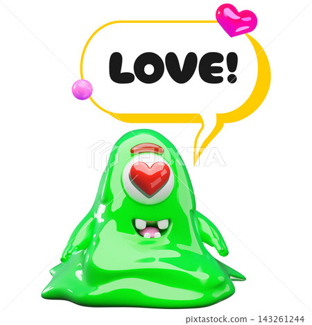 Glossy monster slime love speech bubble 3D vector element Glossy monster slime love speech bubble 3D vector element 143261244