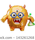 Cartoon monster cyclops with glasses and flask vector element 143261268