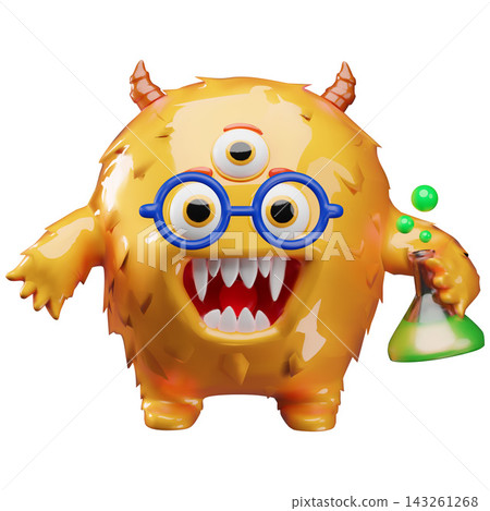 Cartoon monster cyclops with glasses and flask vector element Cartoon monster cyclops with glasses and flask vector element 143261268