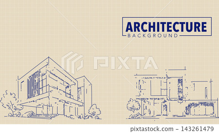 Architecture Blueprint Sketch Modern House Background. Architecture Blueprint Sketch Modern House Background. 143261479