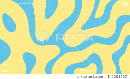 Abstract blue and yellow wavy background with grunge texture and retro 60s 70s style.Vector illustration. 143261567