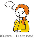 An illustration of a woman with a questioning expression, accompanied by a speech bubble. 143261968