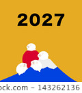 An illustration of Mount Fuji, a symbol of Japan, and a mother and baby sheep, the zodiac animal for 2027. 143262136
