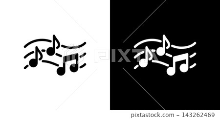 Musical notes dancing on a musical score; melody icons; music Musical notes dancing on a musical score; melody icons; music 143262469