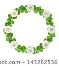A hand-painted watercolor illustration frame of a clover wreath. 143262536