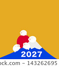 An illustration of Mount Fuji, a symbol of Japan, and a family of four sheep, the zodiac animal for 2027. 143262695