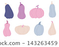 A set of cute pastel pumpkins in modern minimalist style 143263459