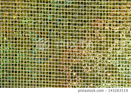 Reflective metallic square mosaic with iridescent light diffraction pattern Reflective metallic square mosaic with iridescent light diffraction pattern 143263519