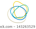 Intertwined colored rubber bands elasticity household office supply arrangement 143263529