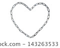 Metal chain shaped heart symbol strong bond connection durability 143263533