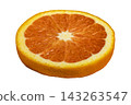 Fresh orange citrus cross section showing juicy pulp and rind 143263547