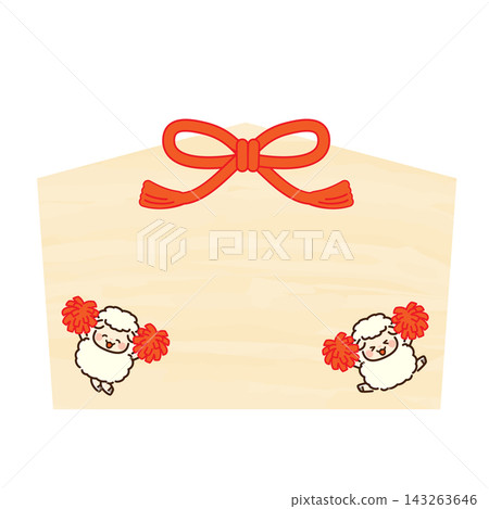 Sheep cheering with pom-poms and a frame for votive tablets Sheep cheering with pom-poms and a frame for votive tablets 143263646