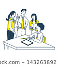 Simple illustration of a businesswoman and businessman having a meeting. 143263892