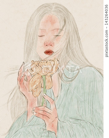 art portrait of a girl with dyed hair 143264036