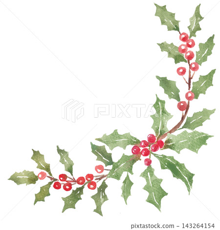 Watercolor holly frame material Watercolor holly frame material 143264154