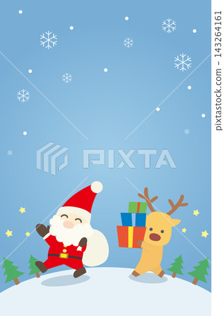Santa and reindeer Christmas card Santa and reindeer Christmas card 143264161