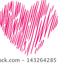 Hand drawn heart, heart-shaped design element for Valentine's Day greeting cards and designs. 143264285