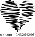 Hand drawn heart, heart-shaped design element for Valentine's Day greeting cards and designs. 143264296