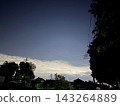 Moonlit sky as seen from a residential area 143264889