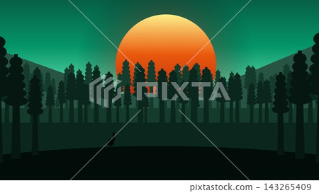 Alert Mountain Hare in Nordic Coastal Fjord Slopes (Emerald Forest Fog) 143265409
