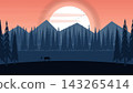 Sunset Stag & Fawn Grazing on Highland Meadow 143265414