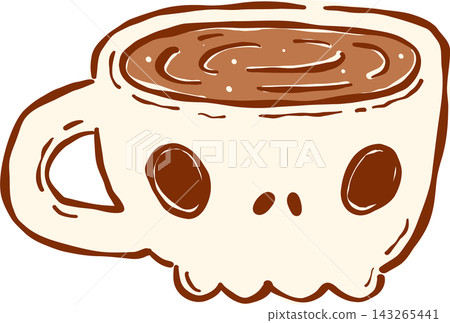 Spooky Cafe Halloween Coffee Skull Mug Hand drawn Spooky Cafe Halloween Coffee Skull Mug Hand drawn 143265441