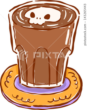 Spooky Cafe Halloween Coffee Latte Skull Hand Drawn Doodle Spooky Cafe Halloween Coffee Latte Skull Hand Drawn Doodle 143265443