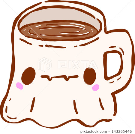 Spooky Cafe Halloween Coffee Ghost Mug Hand Drawn 143265446