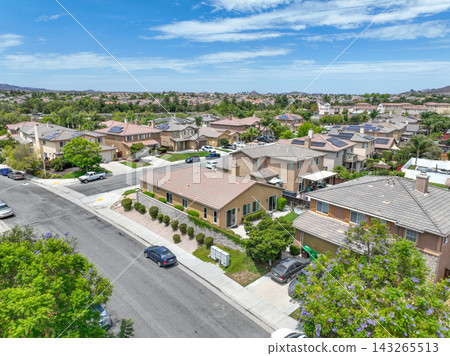 Aerial View of construction communities in Winchester, Inland Empire region of Riverside County, California, USA 143265513