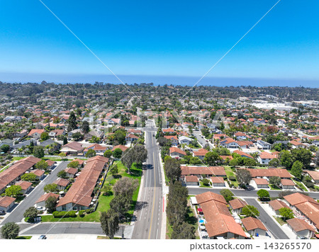 Aerial view of houses in Cardiff, community in the incorporated city of Encinitas in San Diego County, California Aerial view of houses in Cardiff, community in the incorporated city of Encinitas in San Diego County, California 143265570