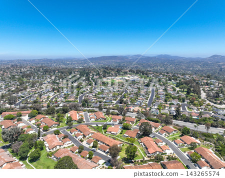 Aerial view of houses in Cardiff, community in the incorporated city of Encinitas in San Diego County, California Aerial view of houses in Cardiff, community in the incorporated city of Encinitas in San Diego County, California 143265574