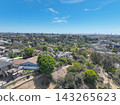 Aerial view of San Diego, Linda Vista neighborhood with houses and street 143265623