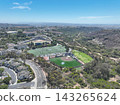 Aerial view of San Diego, Linda Vista neighborhood with houses and street 143265624