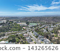Aerial view of San Diego, Linda Vista neighborhood with houses and street 143265626