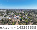 Aerial view of San Diego, Linda Vista neighborhood with houses and street 143265638