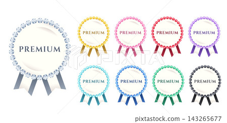 Gemstone Ribbon Medal Premium Badge Set of 8 Colors Gemstone Ribbon Medal Premium Badge Set of 8 Colors 143265677
