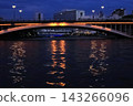 天神橋大橋及天滿站週邊地區夜景，燈火通明，水邊風光旖旎。 143266096