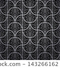Flower geometric pattern. Seamless vector background. Gray and black ornament 143266162