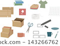 Moving, packing, and wrapping supplies and illustration set of luggage 143266762