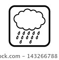 Simple weather icon with borders showing clouds and rain. 143266788