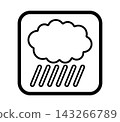 Simple weather icon with borders showing clouds and rain. 143266789