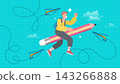 Enthusiastic student riding giant pencil across turquoise sky with paper airplanes, embracing back to school excitement, creative writing inspiration, and ambitious academic journey. Enthusiastic student riding giant pencil across turquoise sky with paper airplanes, embracing back to school excitement, creative writing inspiration, and ambitious academic journey. 143266888