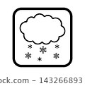 Simple weather icon with a border featuring clouds and snow. 143266893