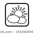 Simple weather icon with a border featuring clouds and the sun. 143266894