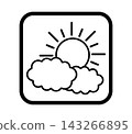 Simple weather icon with a border featuring clouds and the sun. 143266895